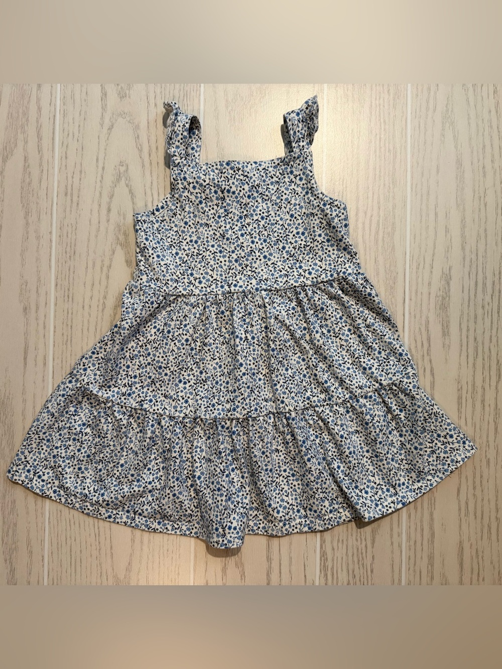 Little Planet Carter’s Girls 2T Blue Floral Organic Cotton Tiered Dress